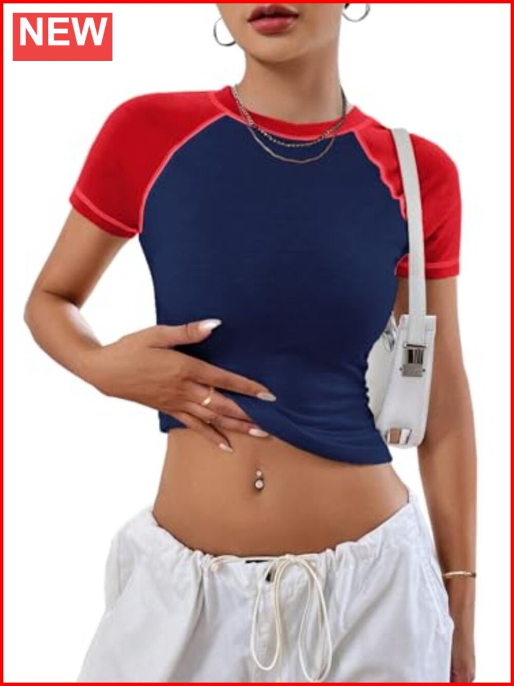 Women's Raglan Colorblock Baby Tee Short Sleeve Cropped T-Shirt